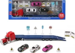 Biltransport Legetøj Inkl. 3 Legetøjsbiler Og Vejskilte