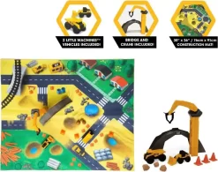 Legetæppe Til Biler - Cat Byggeplads - Inkl. 2 Køretøjer Og Tilbehør -Legetøjsland cat construction map little machines construction mat 580067 6