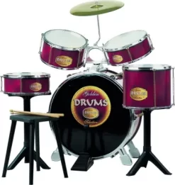 Legetøjs Trommesæt Til Børn - Inkl. Skammel
