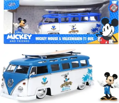 Mickey Mouse Figur Og Vw Volkswagen T1 Bus - 1:24 - Die-Cast Metal 3 Mickey Mouse Figur Og Vw Volkswagen T1 Bus - 1:24 - Die-Cast Metal