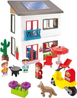 Legetøjshus Med Møbler Og Figurer - 56 Dele - Ecoiffier Abrick -Legetøjsland moderne hus m56 dele figurer 579881 1
