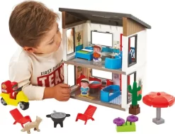 Legetøjshus Med Møbler Og Figurer - 56 Dele - Ecoiffier Abrick -Legetøjsland moderne hus m56 dele figurer 579881 2