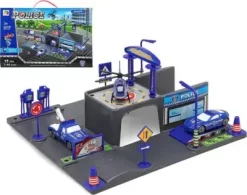 Politistation Legetøj - Garage Med Politibiler - 15 Dele