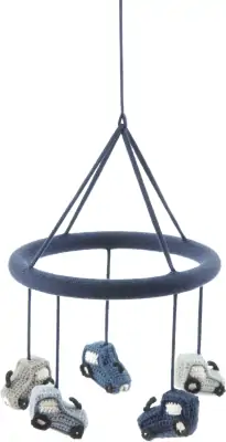 Smallstuff - Hæklet Uro Med Traktor - Grå Blå