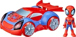 Spidey Figur Med Bil - Glow Tech Techno Racer