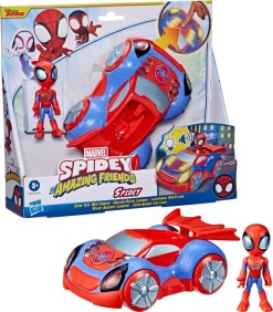 Spidey Figur Med Bil - Glow Tech Techno Racer -Legetøjsland spidey glow tech web crawler 569822 4