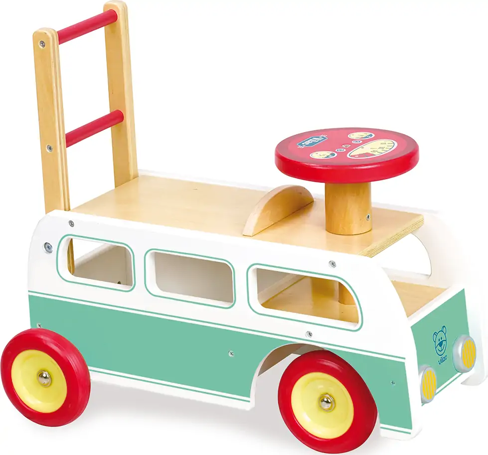 Vilac - 2-I-1 Gåbil Og Gåvogn - Retro Bus - 44 CM 3 Vilac - 2-I-1 Gåbil Og Gåvogn - Retro Bus - 44 CM - Billede 2